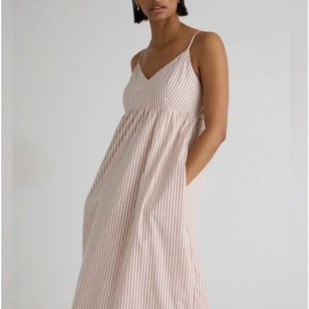 QUINCE Terracotta Striped Maxi Dress XS Nautical Resort 100% Organic Cotton